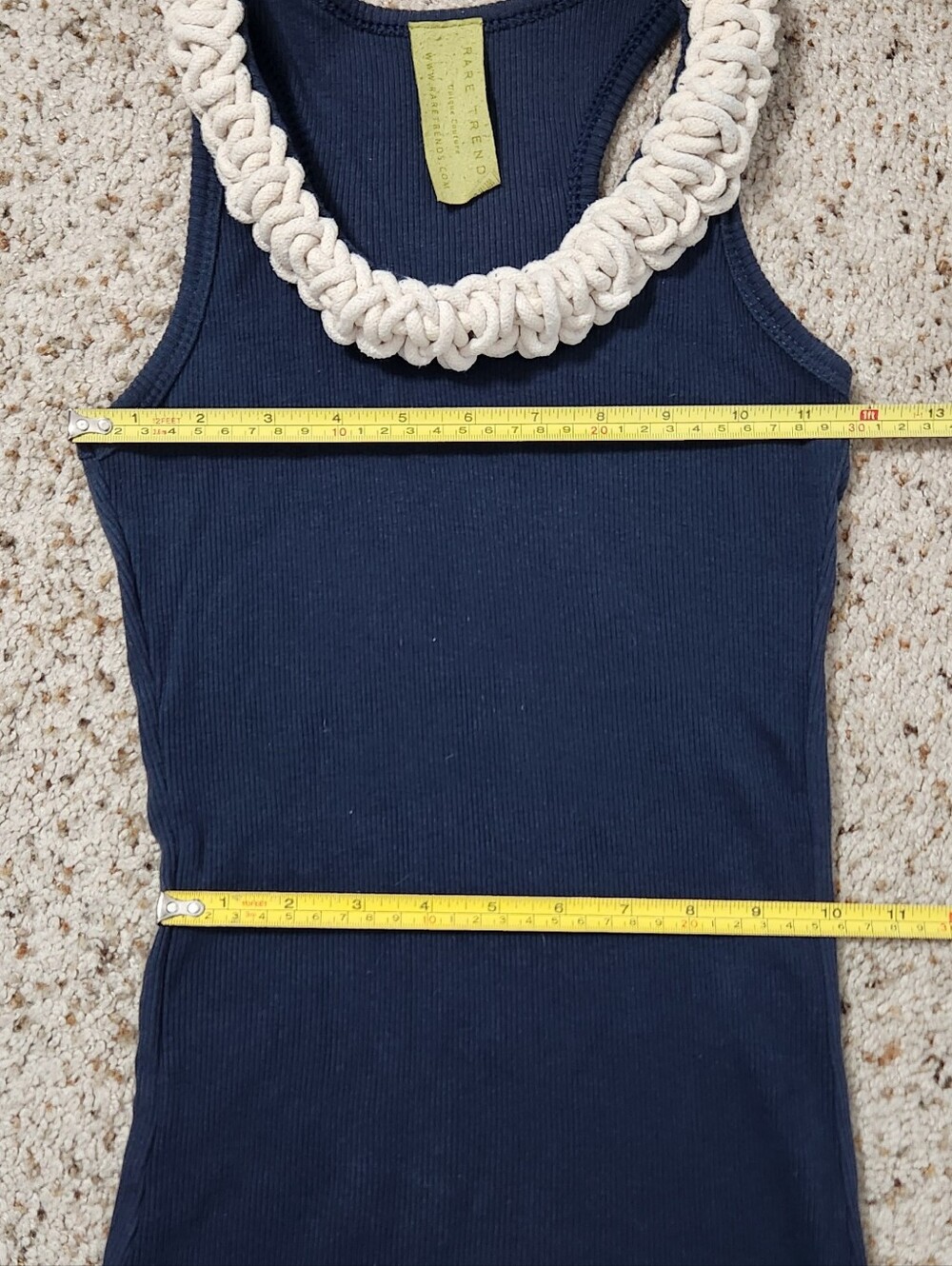 Braided Rope Collar Ribbed Racerback Tank Top XS/S - Picture 7 of 8